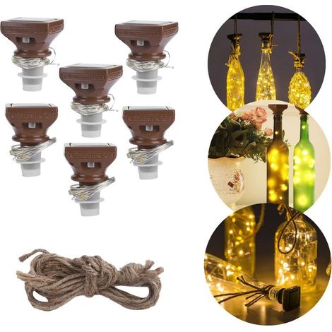 6PCS 20LED Solaire Guirlande Lumineuse, Bouteille liège lumière lumière décor avec IP44 étanche pour Bouteilles de vin Bouteilles en Verre et Bouteilles de Soda (1/5)