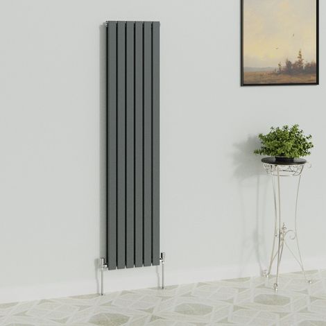 WarmeHaus Vertical 1800x408mm Flat Radiator Anthracite Double (1/5)