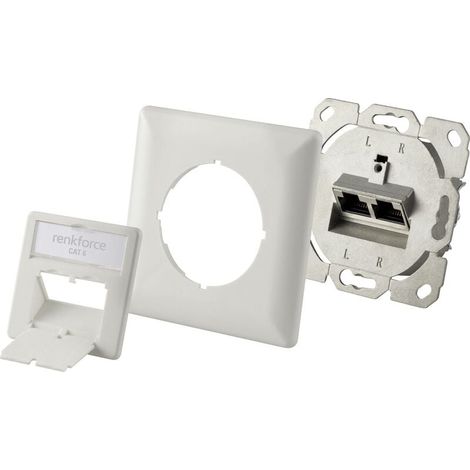 Trywise Prise réseau encastré insert CAT 6 2 ports blanc pur Q083952 (1/4)