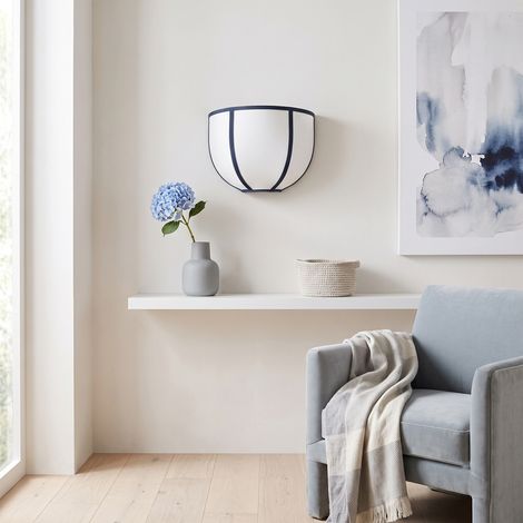 Aplique de Pared Blanco con Cinta Azul  Serie LUNA (1/5)