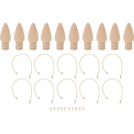 Lot de 10 ampoules en bois, mignonnes et compactes, à suspendre, en bois brut, pour loisirs créatifs. (1/5)