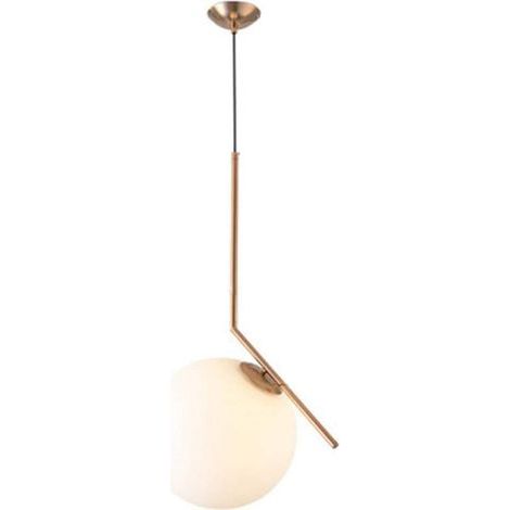 GENERIC-Moderne Salon, Luminaire Suspension Circulaire, Abat-Jour en Verre et Support en Métal, E27 Laiton Suspension Luminaire pour le Salon Chambre à Coucher Restaurant, Ampoule Non Incluse, 20CM (1/5)