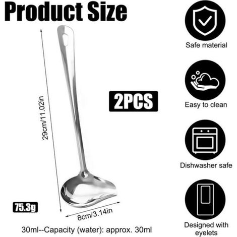 Cuillère à Sauce - Acier Inoxydable - Long Manche 29cm - Résistante à la Rouille - Compatible Lave-Vaisselle (1/4)