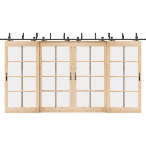 Schiebetürbeschlag-Set 427 cm Stahl Schwarz