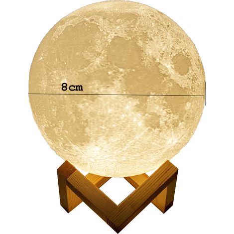 Veilleuse Lune - Lampe Lunaire Imprimée en 3D - USB Rechargeable - Contrôle Tactile Blanc Chaud et Froid - Diamètre 9 cm - 1 Pièce (1/5)
