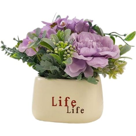 Bouquet de fleurs artificielles, fleurs en plastique longue durée, décoration intérieure Tea Language Purple - Fleurs artificielles Life Pot (1/2)