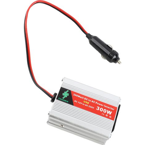 Onduleur portable voiture 12V à 220V convertisseur 150W 300W crête adaptateur USB avec pinces batterie argent compact camping (1/5)