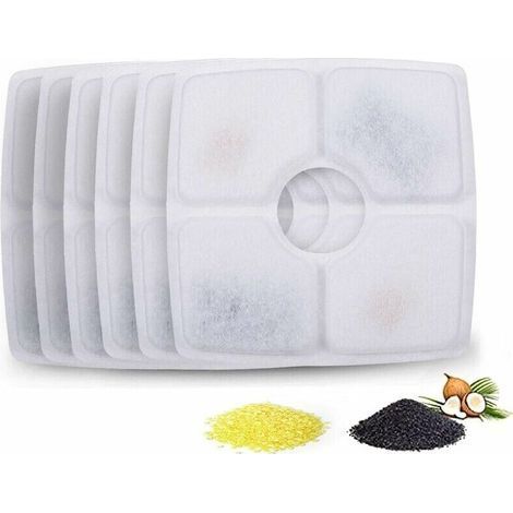 6pcs Cat Drinker Water Filter, Square Refill, Water Filter with Activated Carbon and Resin for Cat Drinker (1/5)