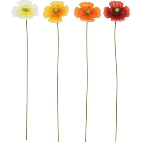 Flamingo Gartenstecker Papaver Metall 10 x 60 cm mehrfarbig Gartenstecker