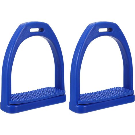 Lot de 2 Étriers de Selle en Plastique avec Coussinets en Caoutchouc Antidérapants, Grosse Taille Bleue, Accessoires Équestres pour Randonnée, Saut D’obstacles et (1/5)