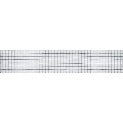 Mikasa Runner da tavola in cotone e lino, Runner da tavola in cotone e lino de Runner da tavola White con motivo de Plaid, 230 x 33cm, Runner da tavola naturale per sala da pranzo rustica, lavabile in