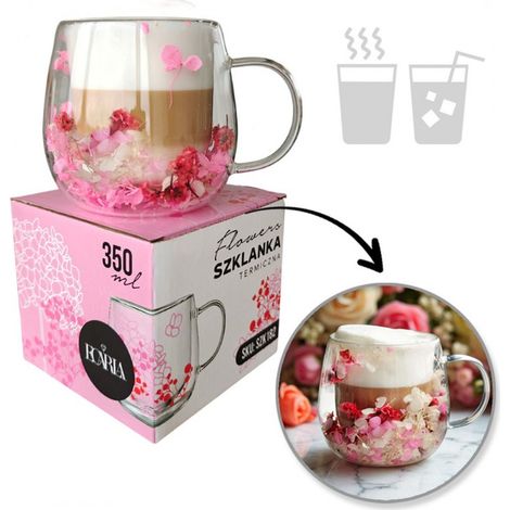 Ecarla, vaso termico a doppio fondo in vetro con ortensia all'interno, codice SZK182 (1/5)