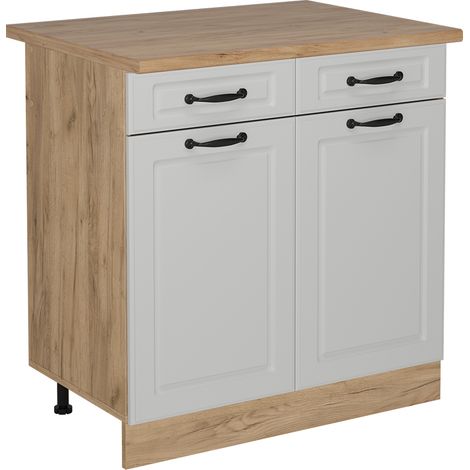 Mobiletto base per cucina R-Line, Bianco casa di campagna, 80 cm , PL Rovere, Vicco