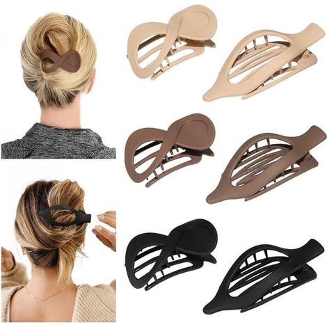 Lot de 6 pinces à cheveux plates pour femmes - Pinces à cheveux mates en gros - Pinces à mâchoires résistantes - Coiffure multicolore Stijl I (1/5)