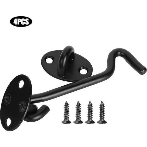 Verrou de porte et fenêtre en acier inoxydable, crochet de cabine noir, kit de fixation pour armoire, accessoire de quincaillerie domestique (1/5)