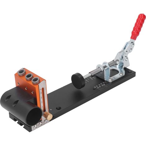 Kit de gabarit à trous borgnes, guide perçage centré réglable pour bois, outil de menuiserie auto-centrant, poinçon de repère, perceuse de précision (1/5)