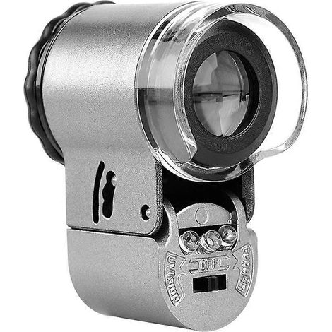 Taschenlupe 50x, LED-Licht, Geldscheinmikroskop, Taschenmikroskop 50x LED-Mikroskop-4.83.62.2CM-Silver (1/3)
