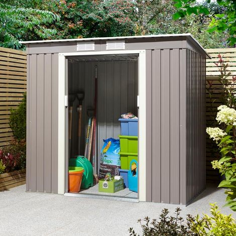 Rowlinson Trentvale 6X4 Metal Pent Shed - Light Grey (1/5)