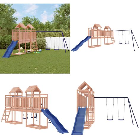 Spielturm Massivholz Douglasie - Holzspielplatz - Gartenmöbel Kind - Outdoor Spielgeräte - Spielturm - Doppel Schaukel - Home & Living