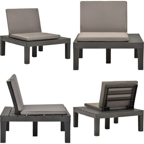 Chaise de salon de jardin avec coussin Plastique Anthracite - Chaise De Jardin - Fauteuil De Jardin - Mobilier De Jardin - Décoration Extérieure - Terrasse - Home & Living (1/5)