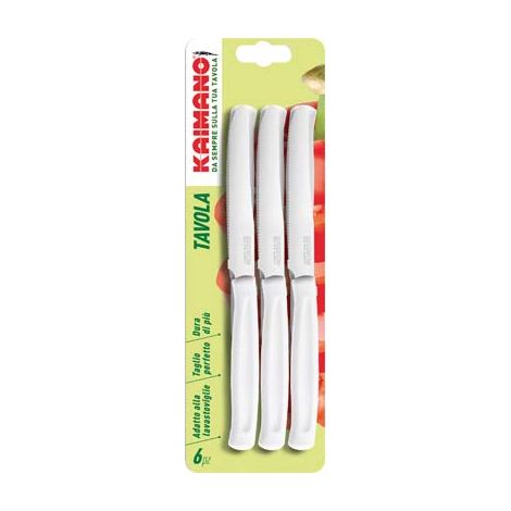 COLTELLO TAVOLA DINAMIK KAIMANO - MANICO PLT BIANCO/INOX CM 11 CF=PZ 6- 1 confezioni
