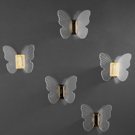 xjxj - Crochets muraux décoratifs papillon à visser, crochets pour vêtements en acrylique, sans perçage, dorés, 1 pièce