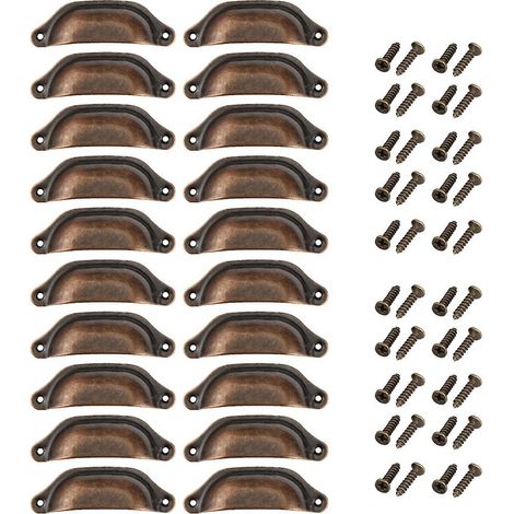 Lot de 20 poignées de tiroir en fer forgé antique - Poignées pour meubles de cuisine vintage, placards et armoires (1/5)