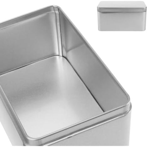 Boîte en métal avec couvercles, boîte rectangulaire en fer blanc, petite boîte à biscuits, boîte de rangement vide pour bonbons, friandises, bijoux, thé, café (1/5)