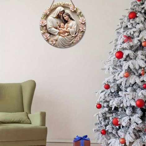 Panneau Décoratif De Porte - Couronne De Noël Avec Corde - Décoration Extérieure Et Intérieure Pour Porche Et Entrée - 1 Pièce (1/5)
