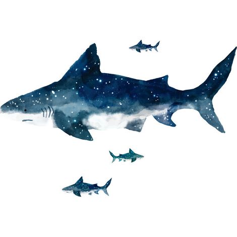Stickers - 4 Requins - Hauteur 111 cm (1/3)
