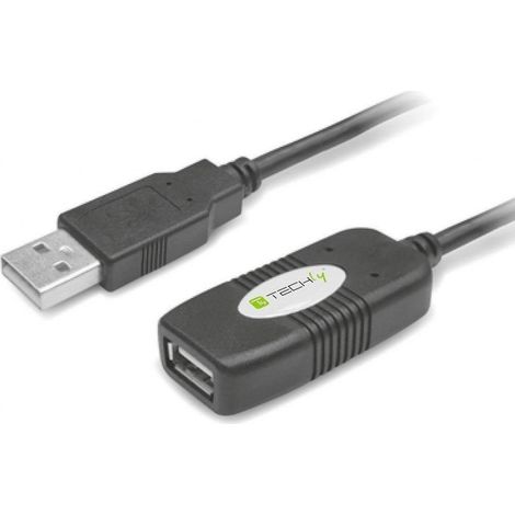 Cable de extensión activo USB 2.0 A-A macho/hembra Techly de 10 m, color negro (1/5)