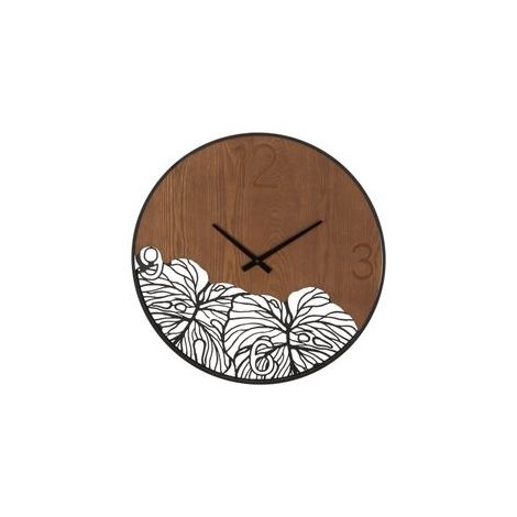 WALL CLOCK WOOD/LEAF CM Ø 60X2 (1/5)