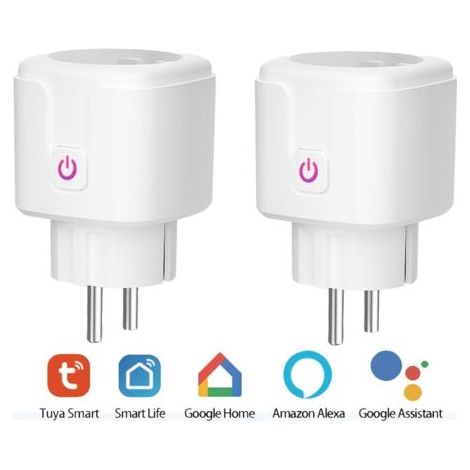 Tinor – Lot de 2 prises connectées WiFi – Compatible Alexa et Google Home – Contrôle à distance et vocal – Programmation horaire et surveillance énergie (1/5)