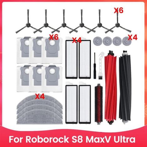 Kit Accessoires Aspirateur Robot - Brosse Principale - Brosse Latérale - Filtre HEPA - Chiffon Nettoyage - Pour Roborock S8 MaxV Ultra - 23 Pièces (1/5)