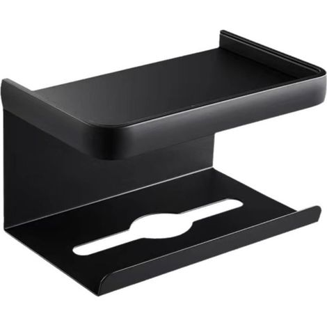 Wandmontierter, zweilagiger, nicht perforierter Toilettenpapierhalter (schwarz) (1/4)