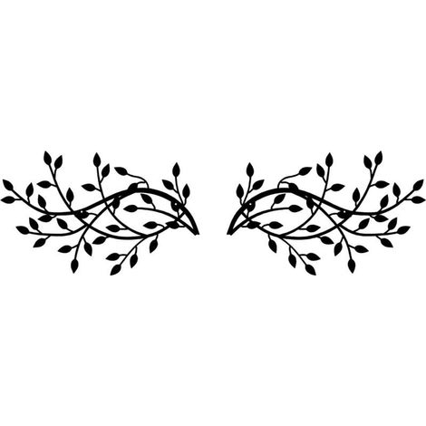 1 paire de feuilles d'arbre en métal,décorations murales en forme de feuille d'arbre en métal Motif branche d'olivier Noir(15 x 9.4 inch / 38 x 24cm) (1/5)