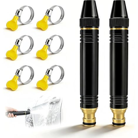 Pistolet à tuyau d'arrosage haute pression - Buse réglable 3 modes, laiton massif, poignée antidérapante ergonomique, raccord rapide, idéal pour le nettoyage de la voiture et l'irrigation de jardin (1/5)