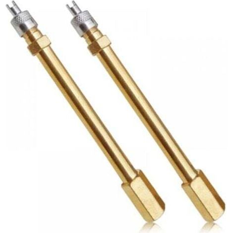 Extensions de valve de pneu universelles – Lot de 2 pièces en laiton chromé, étanches et compatibles avec voitures, vélos, trottinettes et camions (1/5)