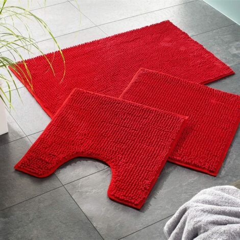 1 Tapis De Bain 45x45 Cm Contour Wc Antidérapant Microfibre Rouge Lavable Machine Salle De Bain (1/5)