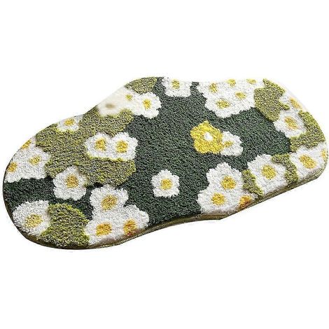 Niedliche Badematte mit Blumen- und Moosmuster, pflanzenbasierte Toilettenmatte, weiche, saugfähige und rutschfeste Badematte mit Blumenmuster, passend für das Waschbecken (1/5)