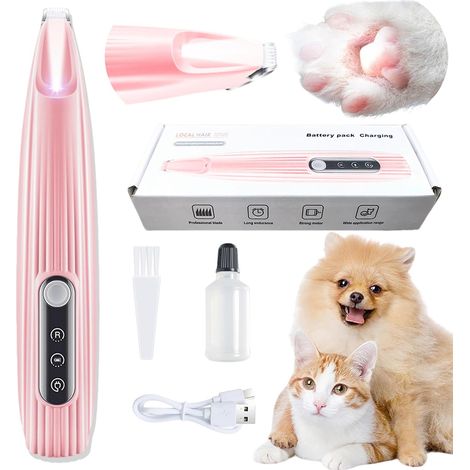 Recortador de patas de perro impermeable y recargable (LED + pantalla), cuchilla silenciosa de 10 mm para perros/gatos, patas, ojos, orejas, ideal para principiantes y familias con mascotas. (1/5)
