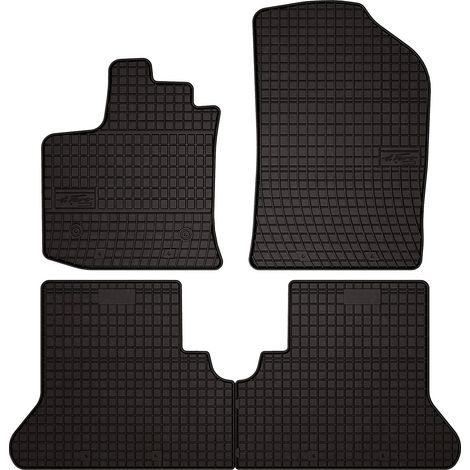 Tapis de voiture en caoutchouc pour: Minivan Dacia Dokker (2013-2021) - noir, montés