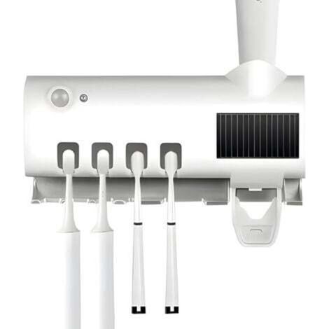 [NEVER USED] Smart toothbrush sterilizer, home toothbrush holder with toothpaste dispenser, easy to install, white (1/4)