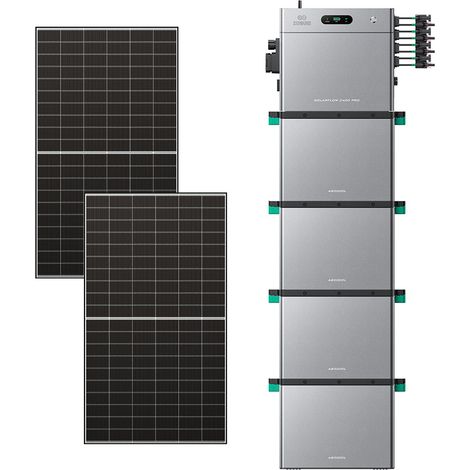 Zendure SolarFlow 2400 Pro – 2400W AC bidirektional, 4800W PV-Eingang, bis 16,8 kWh erweiterbar, Plug & Play, IP65, mit 4xAB3000L (11.52 kWh), 500W×2 bifazialen Panels