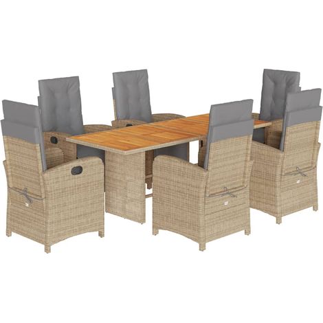Maison Exclusive - Set da Pranzo da Giardino 7 pz con Cuscini Beige in Polyrattan