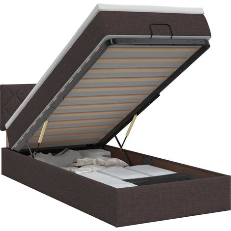 Maison Exclusive - Letto ottomano con materasso Marrone Scuro 90 x 200 cm Tessuto (1/5)