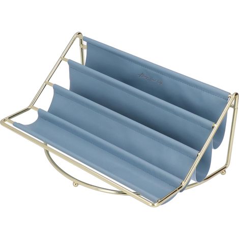 Organiseur de bureau multicouche, élégant, en métal et cuir de qualité supérieure, durable, stable et polyvalent, bleu (1/5)