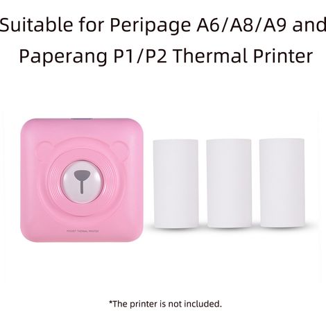 Lot de 3 rouleaux étiquettes adhésives thermiques PeriPage 56x30mm sans BPA noires pour imprimante A6/A8/A9 conservation 2 ans imperméable (1/5)