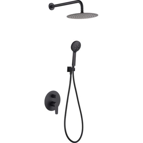 Colonna Doccia a Incasso con Monocomando  Modello BÉLGICA  Getto di dimensioni Standard  Colore Nero Finitura opaca [ IMEX® ]