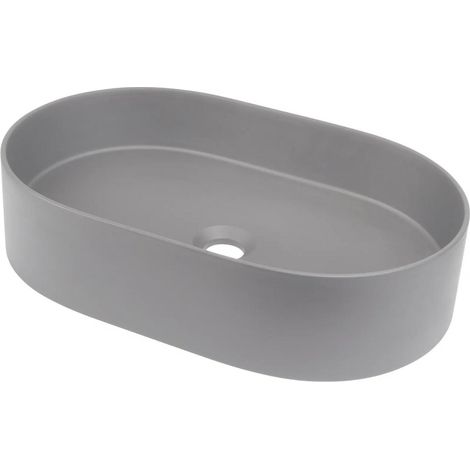 Lavabo ovale in granito grigio metallizzato 55 cm con piano - Delia